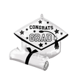 White graduation cap and diploma balloon with stars for graduation from Parte Haus party supply store in Bethesda MD