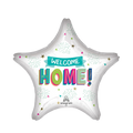 White star foil balloon with colorful Welcome Home text homecoming theme from Parte Haus party supply store in Bethesda MD