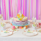 White and pink unicorn face dinner napkins with cute unicorn design for birthday from Parte Haus party supply store in Bethesda, MD