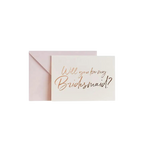 Blush pink bridesmaid proposal card with envelope for wedding from Parte Haus party supply store in Bethesda Maryland
