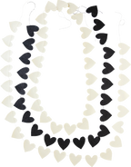 Black and White Glitter Heart Banner Set