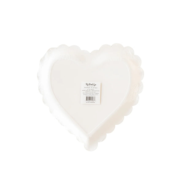 Black and White Scalloped Heart Large Plates