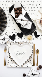 Black and White Scalloped Heart Large Plates