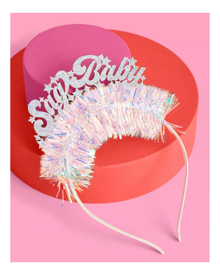 Iridescent  "Sag Baby"  Glitter Fringe Headband
