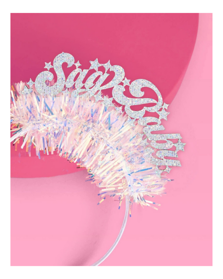 Iridescent  "Sag Baby"  Glitter Fringe Headband