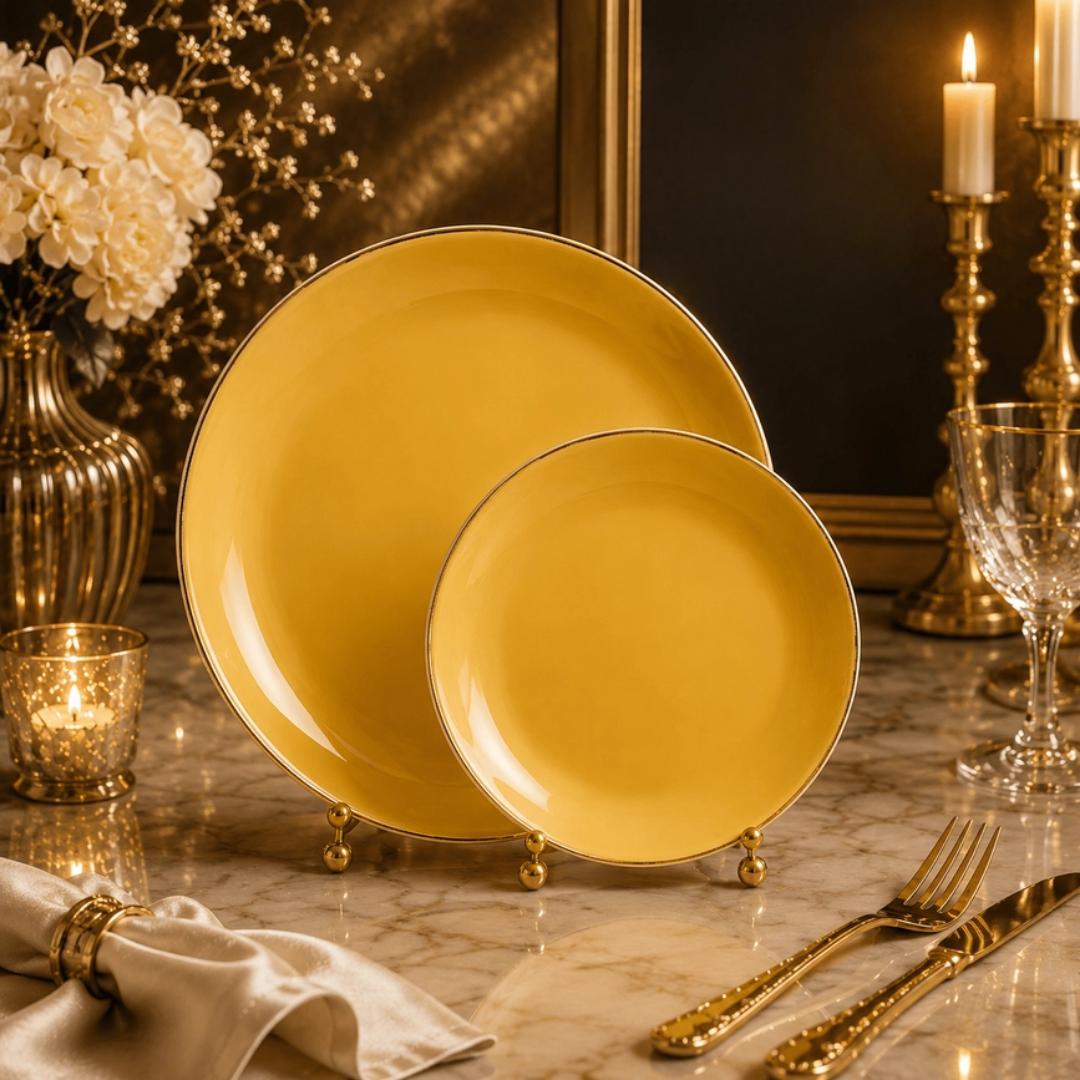 Yellow Reusable Plates - 2 Sizes