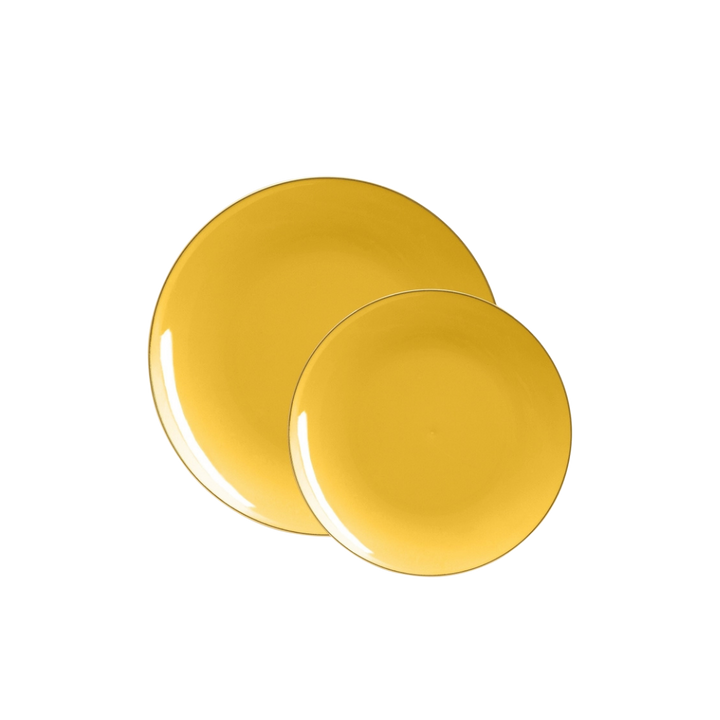 Yellow Gold Rimmed Plastic Plates