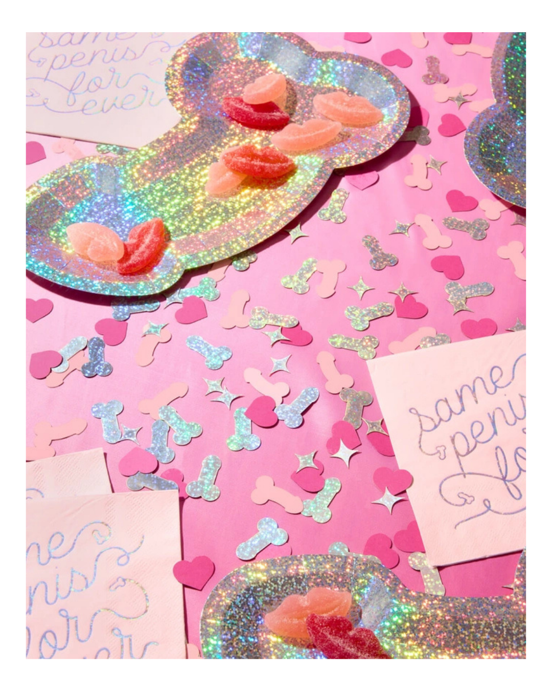 Pink and Holographic Penis Confetti