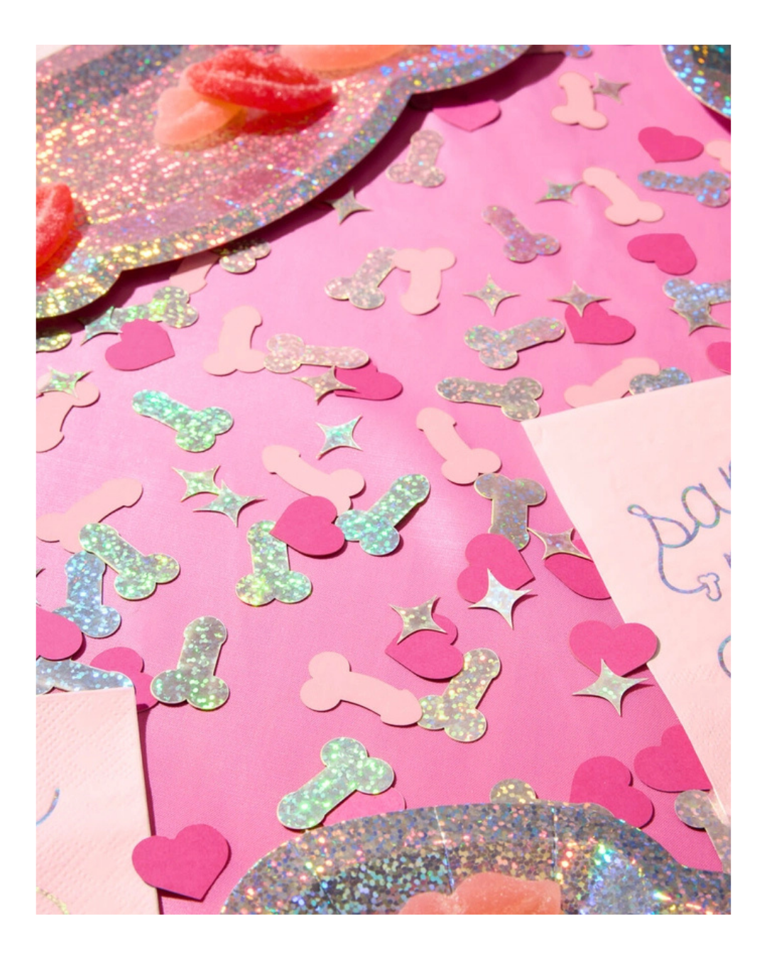 Pink and Holographic Penis Confetti