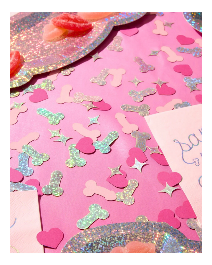 Pink and Holographic Penis Confetti