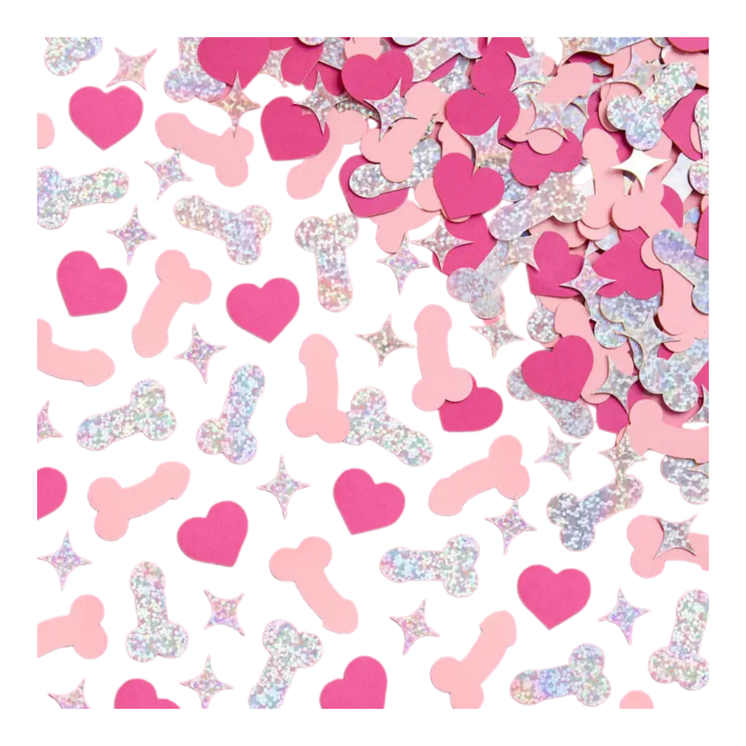 Pink and Holographic Penis Confetti