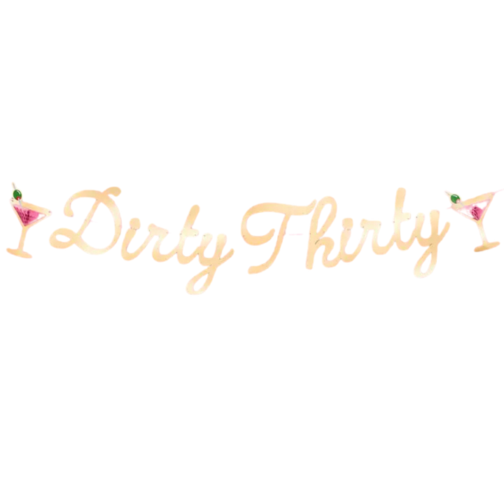 Gold with Pink Dirty Thirty Martini Bday Banner