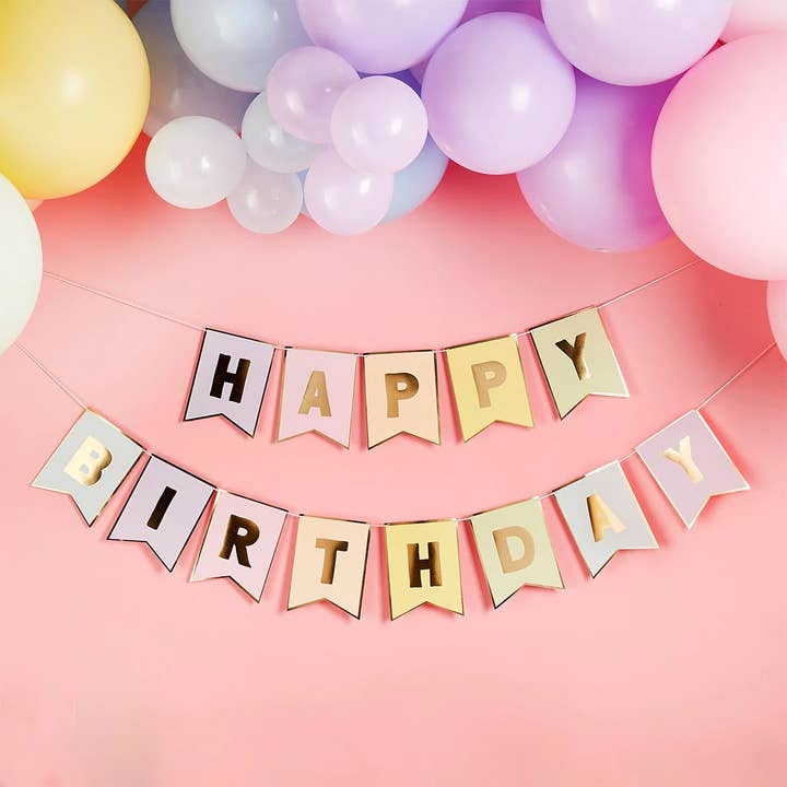 Pastel "Happy Birthday" Flag 3m Banner