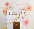 Pink and gold castle cardboard decoration princess theme from Parte Haus party supply store in Bethesda MD