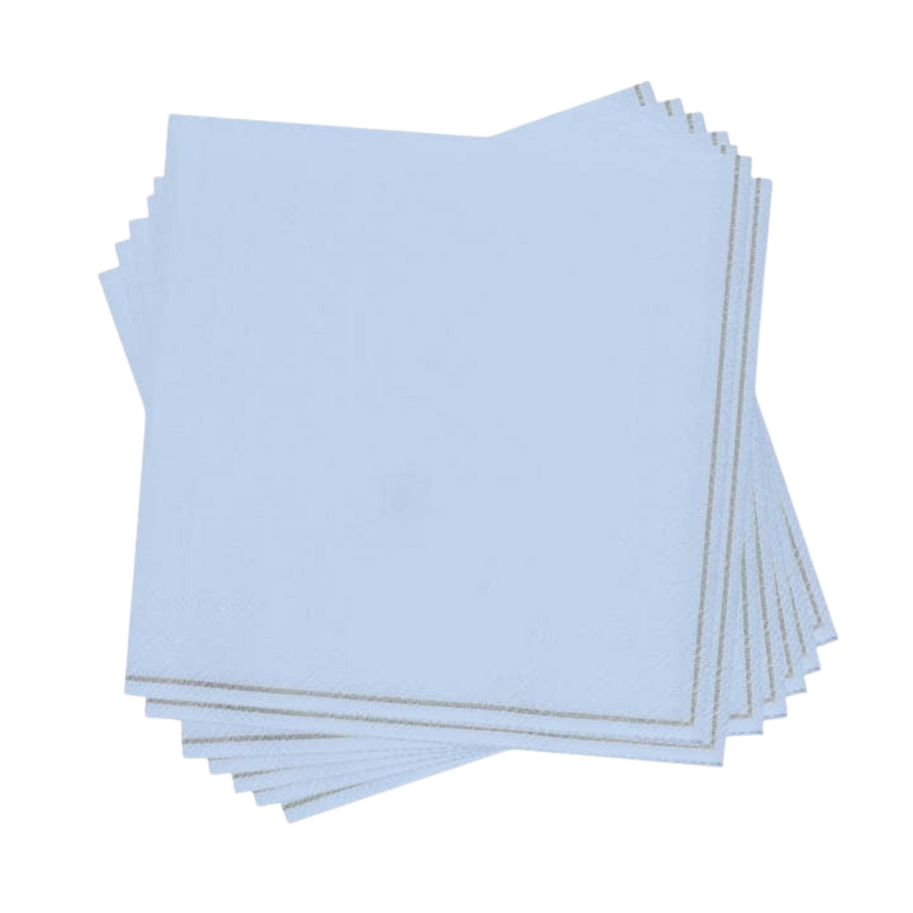 Light blue napkins simple design birthday or baby shower from Parte Haus party supply store in Bethesda MD