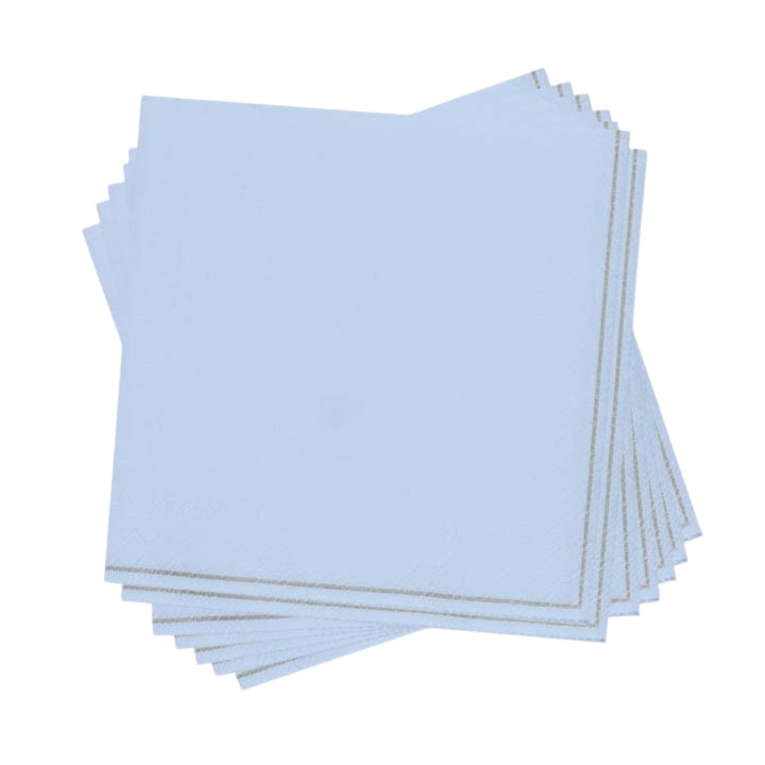 Light blue napkins simple design birthday or baby shower from Parte Haus party supply store in Bethesda MD