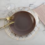 Gold and taupe plate set elegant table setting for formal dining from Parte Haus party supply store in Bethesda MD