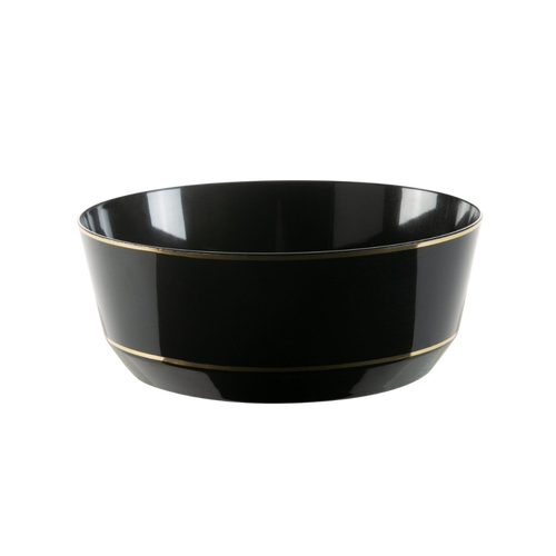 Black and gold bowl with shiny finish elegant tableware for celebrations from Parte Haus party supply store in Bethesda MD.