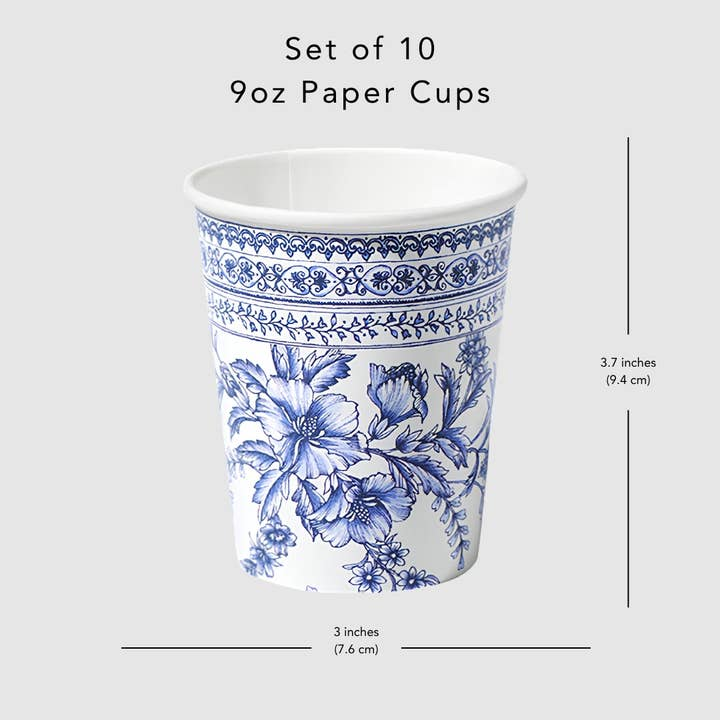 Blue Floral French Paper Cups