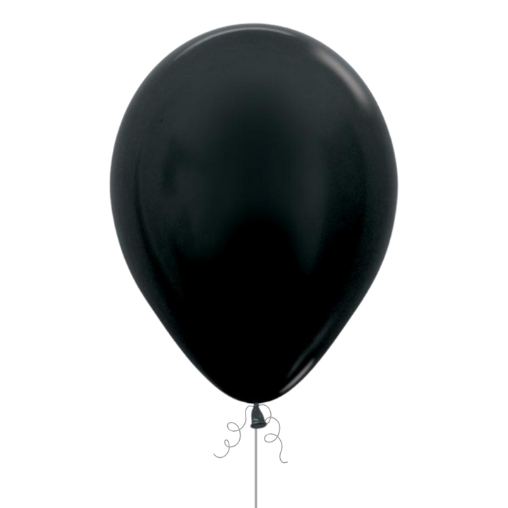 Metallic Black Latex Balloon, 11in