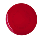 Red round plate with glossy finish for birthday from Parte Haus party supply store in Bethesda Maryland