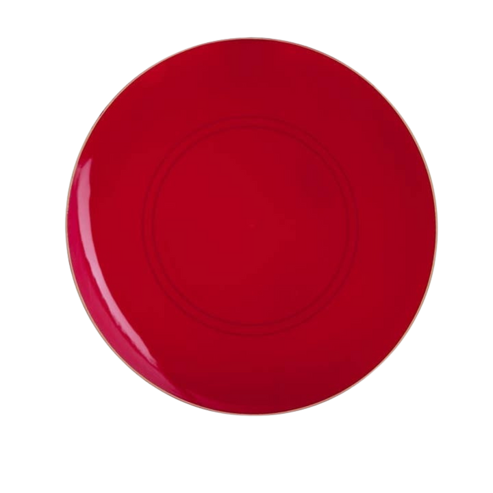 Red Gold Rimmed Plastic Plates