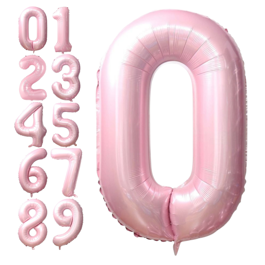 Baby pink number zero foil balloon for birthday from Parte Haus party supply store in Bethesda Maryland