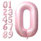Baby pink number zero foil balloon for birthday from Parte Haus party supply store in Bethesda Maryland