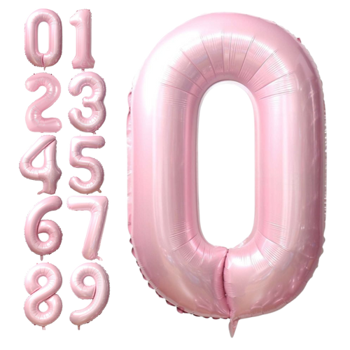 Baby pink number zero foil balloon for birthday from Parte Haus party supply store in Bethesda Maryland