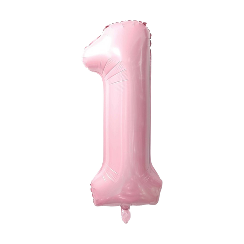 Baby pink number one foil balloon for birthday from Parte Haus party supply store in Bethesda MD