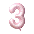 Baby pink number 3 foil balloon for birthday from Parte Haus party supply store in Bethesda Maryland