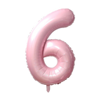Baby pink number 6 foil balloon shaped for birthday from Parte Haus party supply store in Bethesda MD