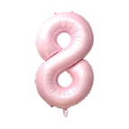 Baby pink number 8 foil balloon for birthday decorations from Parte Haus party supply store in Bethesda MD