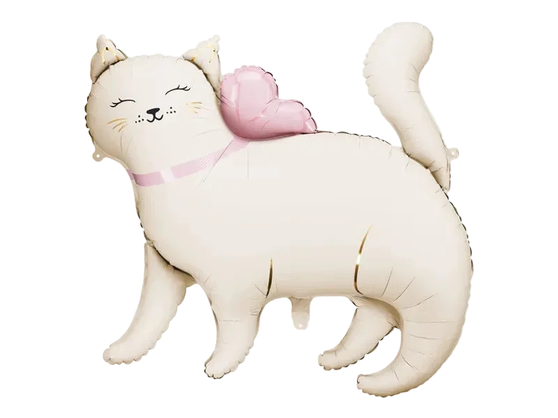 White and Pink Kitty Foil Balloon,  30in