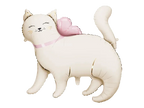 White and Pink Kitty Foil Balloon,  30in