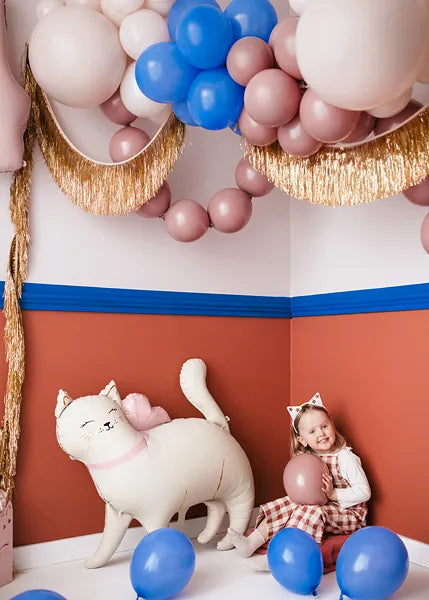 White and Pink Kitty Foil Balloon,  30in