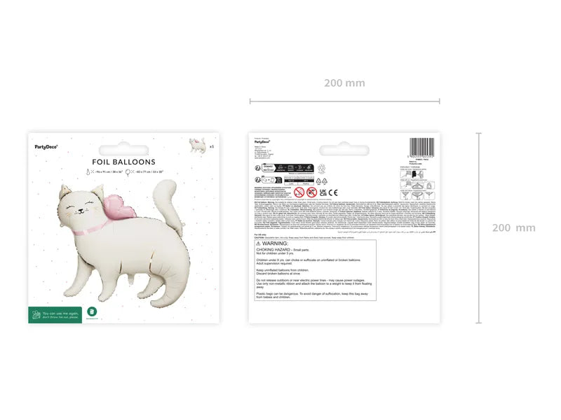 White and Pink Kitty Foil Balloon,  30in