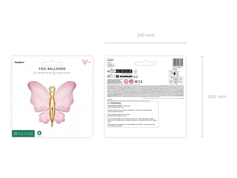 Pink Butterfly Foil Balloon, 27in