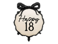 Black and Cream "Happy 18" Ribbon Scalloped Foil Balloon, 18in