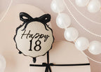 Black and Cream "Happy 18" Ribbon Scalloped Foil Balloon, 18in