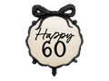 Black and Cream "Happy 60" Ribbon Scalloped Foil Balloon, 18in
