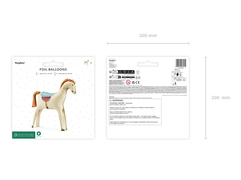 White Standing Horse Foil Balloon, 29in