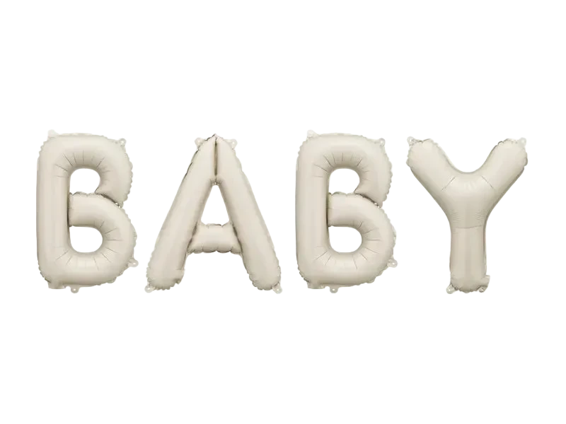 Beige "BABY" Letters Foil Balloon Set, 18in