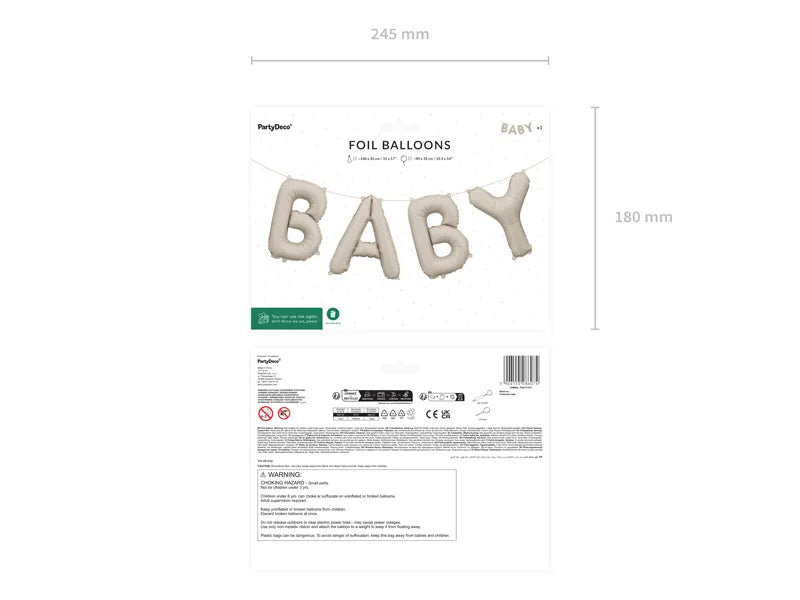 Beige "BABY" Letters Foil Balloon Set, 18in