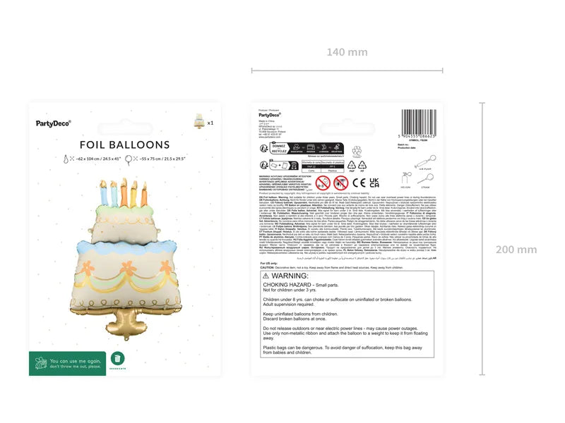 Multicolor Two Tiered Cake Shape Foil Balloon, 41in