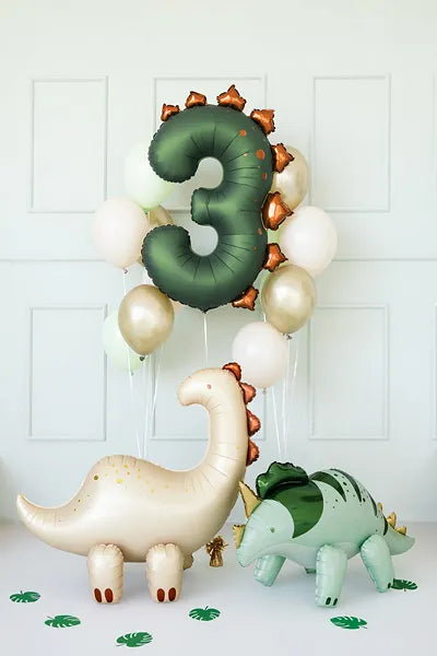 Green Dinosaur Number 3 Foil Balloon, 36in - Giant