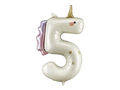 Pink and White Unicorn Number 5 Foil Balloon, 37in - Giant