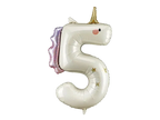 Pink and White Unicorn Number 5 Foil Balloon, 37in - Giant