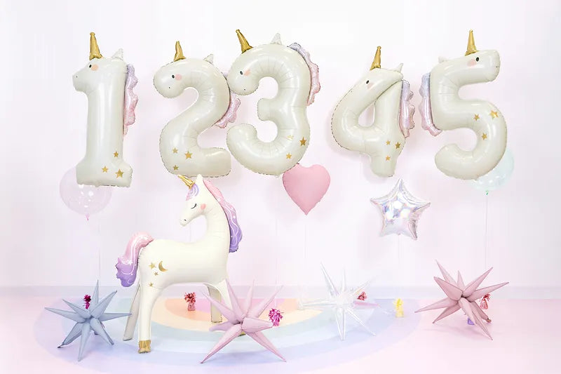 Pink and White Unicorn Number 5 Foil Balloon, 37in - Giant