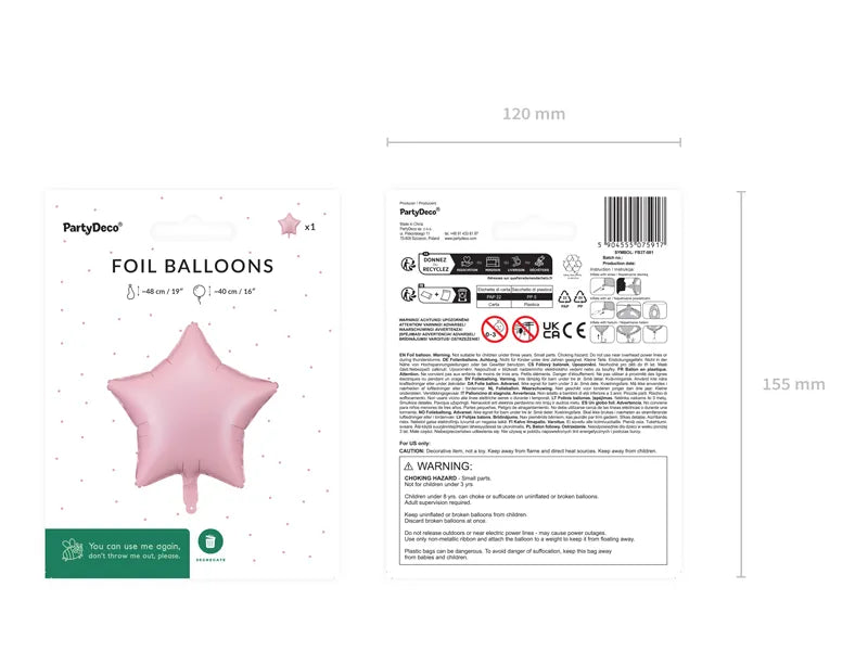 Pink Star Foil Balloon, 19in